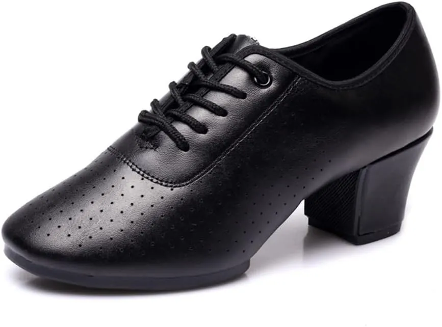 Women Ballroom Dance Shoes Leather Latin Salsa Practice Performance Dance Shoes 2" Heels Dancing Shoes