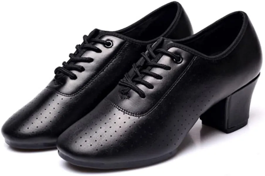 Women Ballroom Dance Shoes Leather Latin Salsa Practice Performance Dance Shoes 2" Heels Dancing Shoes