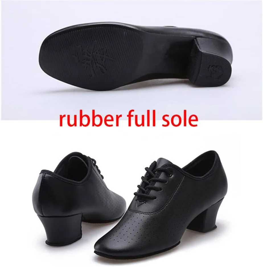 Women Ballroom Dance Shoes Leather Latin Salsa Practice Performance Dance Shoes 2" Heels Dancing Shoes