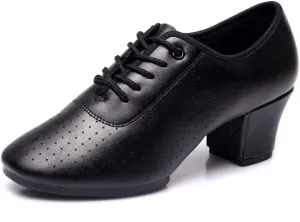 Women Ballroom Dance Shoes Leather Latin Salsa Practice Performance Dance Shoes 2" Heels Dancing Shoes