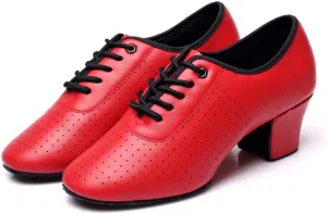 Women Ballroom Dance Shoes Leather Latin Salsa Practice Performance Dance Shoes 2" Heels Dancing Shoes