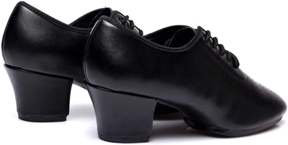 Women Ballroom Dance Shoes Leather Latin Salsa Practice Performance Dance Shoes 2" Heels Dancing Shoes