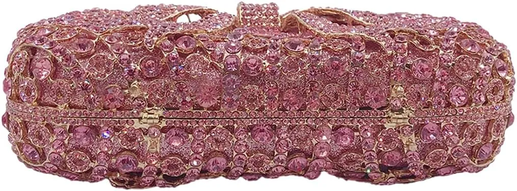 Women Cute Bowknot Crystal Evening Bag Rhinestone Clutch Purse Lovely Handbag for Dating Engagement Wedding
