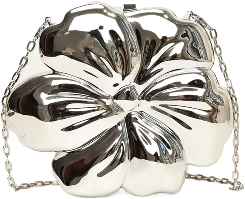 Women Cute Floral Clutch Purse Lovely Acrylic Evening Bag Fashion Circle Crossbody Bag for Shopping Sea Beach