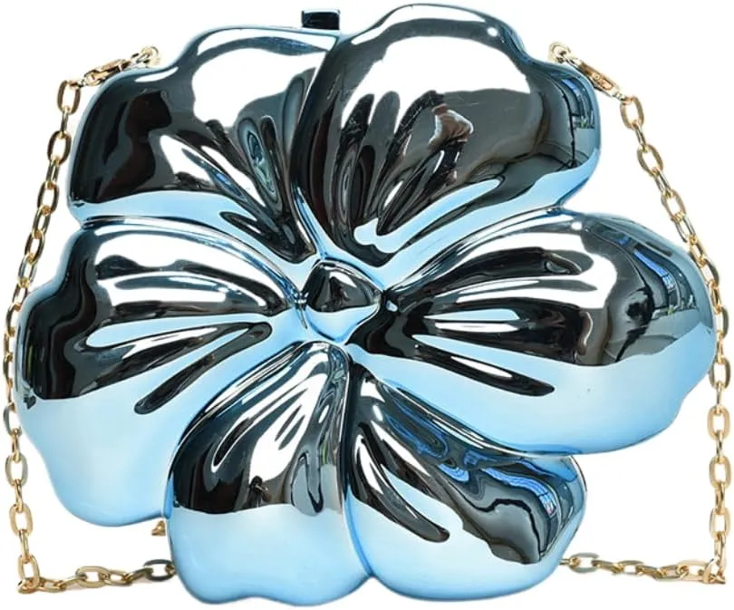 Women Cute Floral Clutch Purse Lovely Acrylic Evening Bag Fashion Circle Crossbody Bag for Shopping Sea Beach