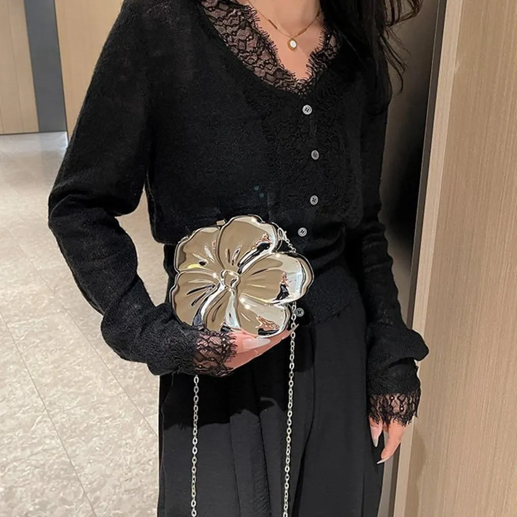 Women Cute Floral Clutch Purse Lovely Acrylic Evening Bag Fashion Circle Crossbody Bag for Shopping Sea Beach