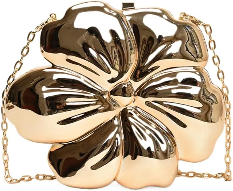 Women Cute Floral Clutch Purse Lovely Acrylic Evening Bag Fashion Circle Crossbody Bag for Shopping Sea Beach