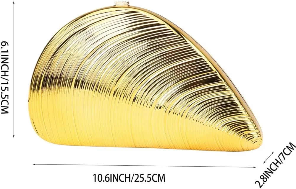 Women Fashion Shell Clutch Purse Elegant Stripe Evening Bag Detachable Chain Hang Bag for Wedding Guest Bridesmaid