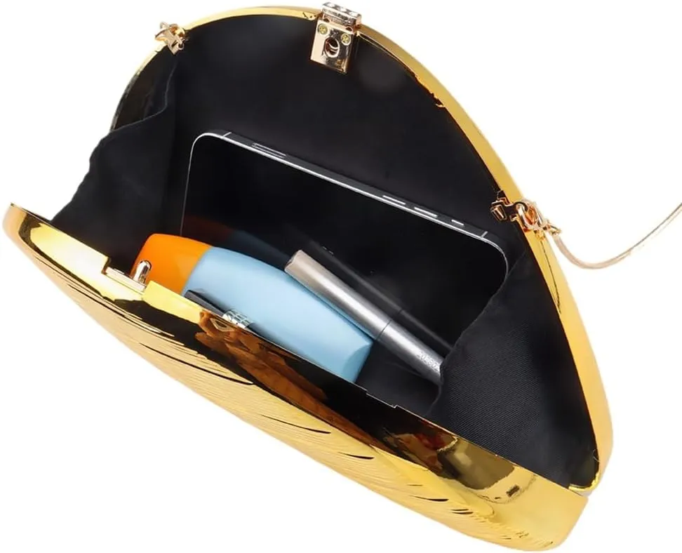 Women Fashion Shell Clutch Purse Elegant Stripe Evening Bag Detachable Chain Hang Bag for Wedding Guest Bridesmaid