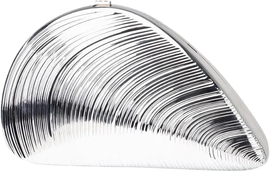 Women Fashion Shell Clutch Purse Elegant Stripe Evening Bag Detachable Chain Hang Bag for Wedding Guest Bridesmaid