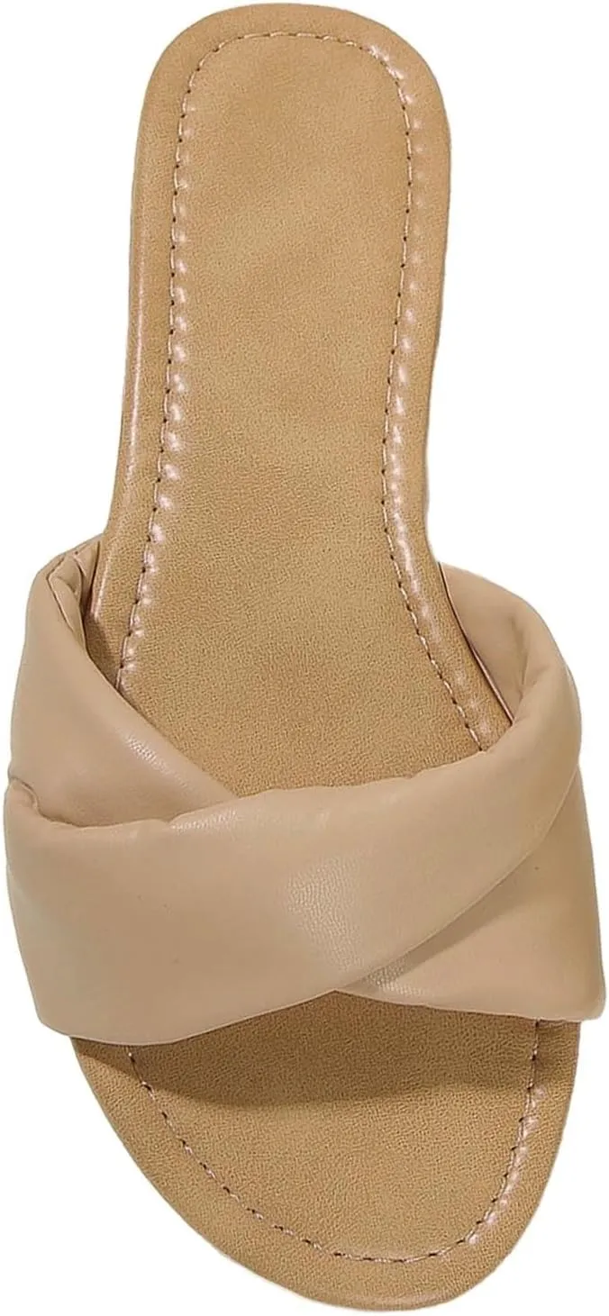 Women Flat Sandals Dressy Summer Comfortable Beach Slides Fashion Leather Casual Dress Sandals for Women 2025 Platform