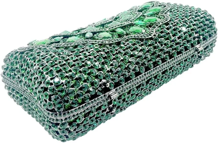Women Glitter Flower Decorated Rhinestones Clutch Purse Noble Gemstone Evening Bag for Evening Out Disco Ball