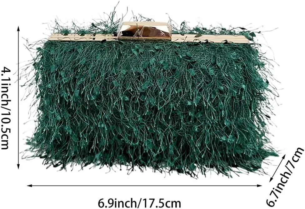 Women Great Tassels Clutch Purse Flurry Cocktail Evening Bag Crossbody Bag for Wedding Gown Formal Dressy Daily Skirt