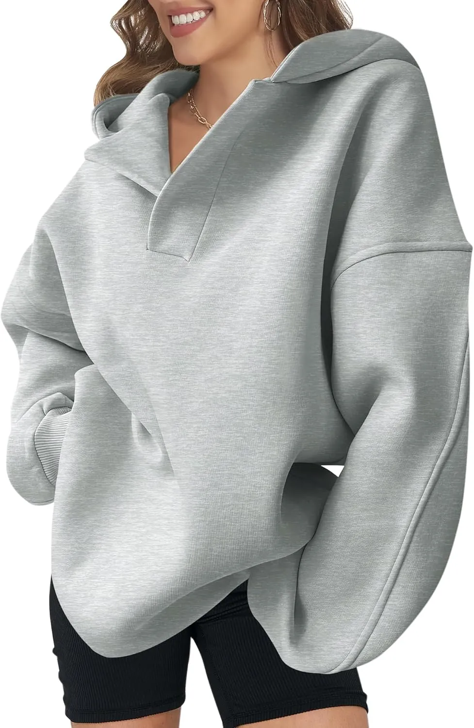 Women Hoodie Oversized V Neck Sweatshirts Casual and Comfortable Long Sleeve Pullover Sweater Fall Hoodies
