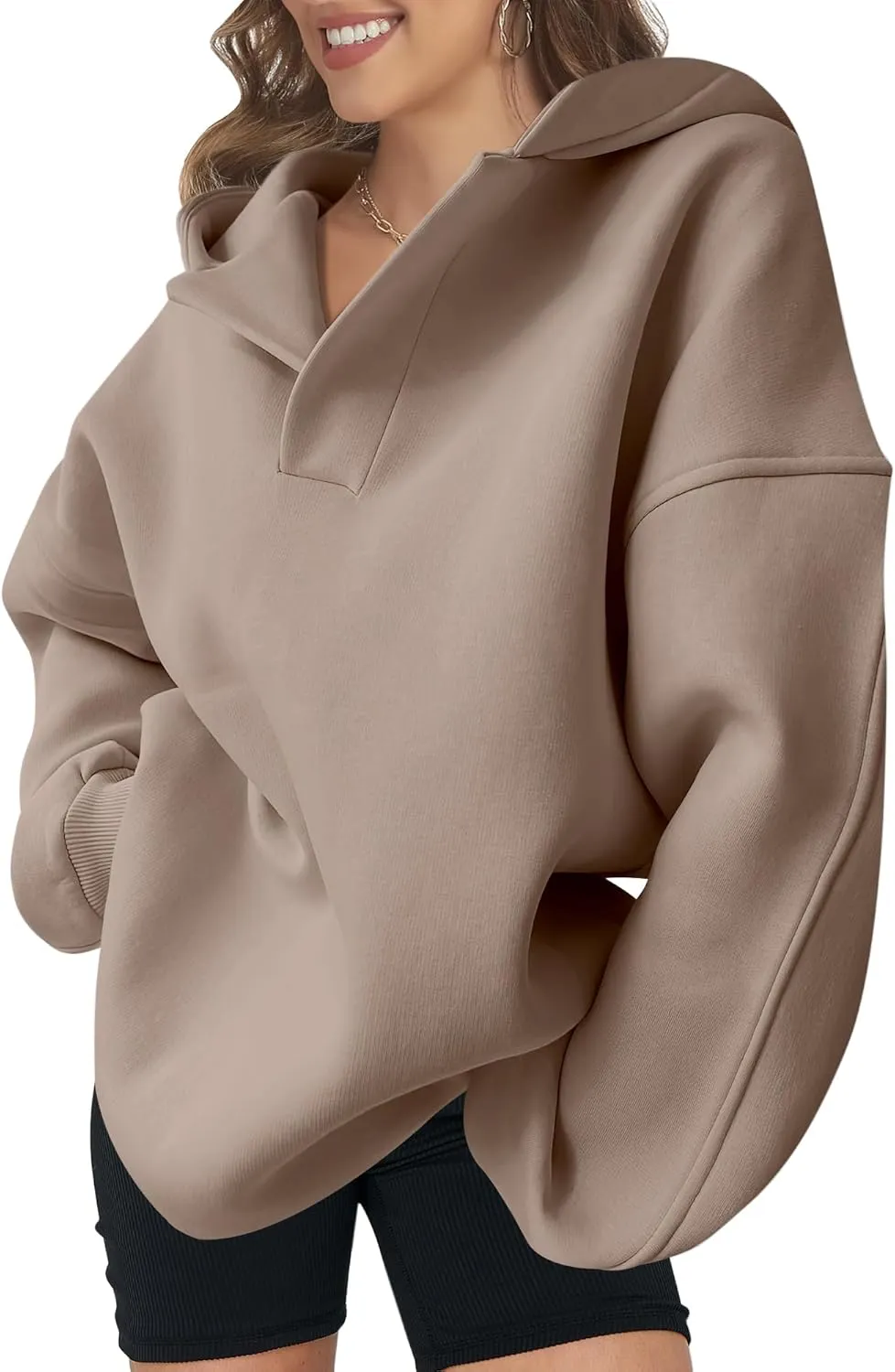 Women Hoodie Oversized V Neck Sweatshirts Casual and Comfortable Long Sleeve Pullover Sweater Fall Hoodies