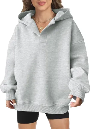 Women Hoodie Oversized V Neck Sweatshirts Casual and Comfortable Long Sleeve Pullover Sweater Fall Hoodies