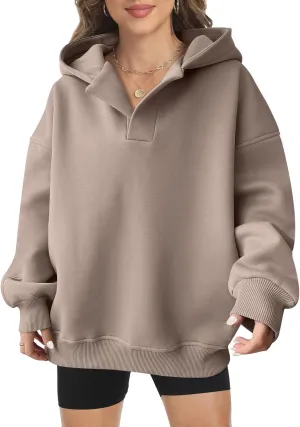 Women Hoodie Oversized V Neck Sweatshirts Casual and Comfortable Long Sleeve Pullover Sweater Fall Hoodies