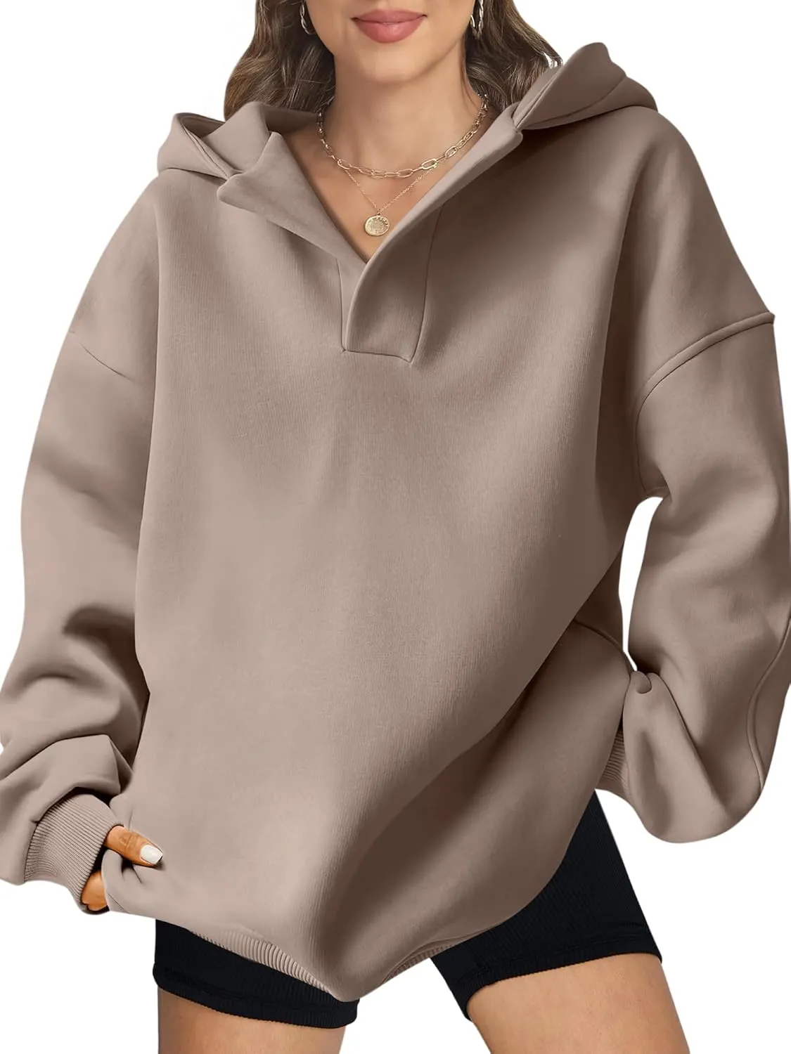 Women Hoodie Oversized V Neck Sweatshirts Casual and Comfortable Long Sleeve Pullover Sweater Fall Hoodies