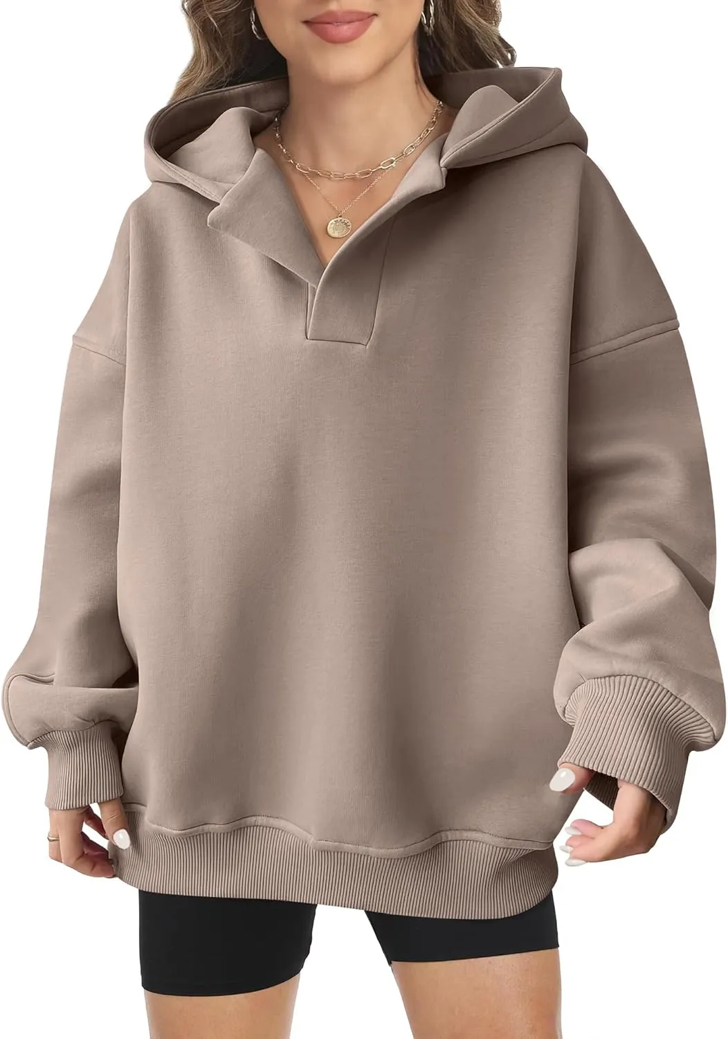 Women Hoodie Oversized V Neck Sweatshirts Casual and Comfortable Long Sleeve Pullover Sweater Fall Hoodies