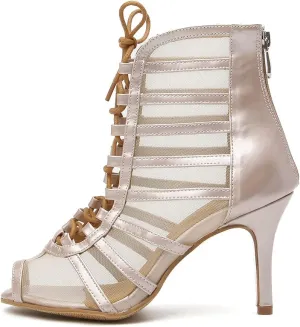 Women Latin Dance Boots Open Toe Ballroom Salsa Dancing Heels Shoes Ankle Dance Booties