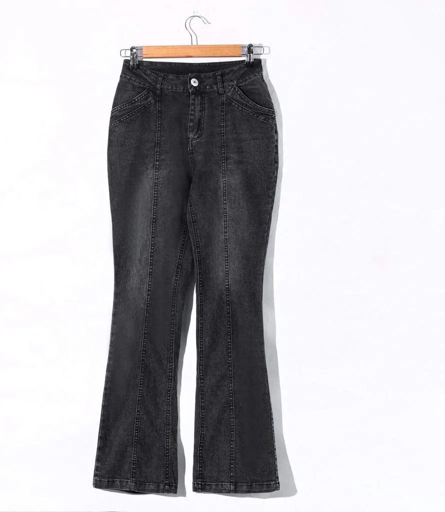 Women Low Waisted Flared Jeans Bell Bottom Jeans Plus Size Wide Leg Denim Pants Hip Hop Street Pants