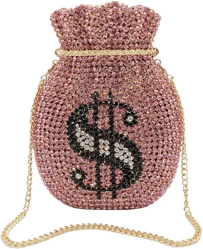 Women Money Pouch Crystal Clutch Purse Glitter Flower Decorated Evening Bag for Banquet Feast New Year Gathering
