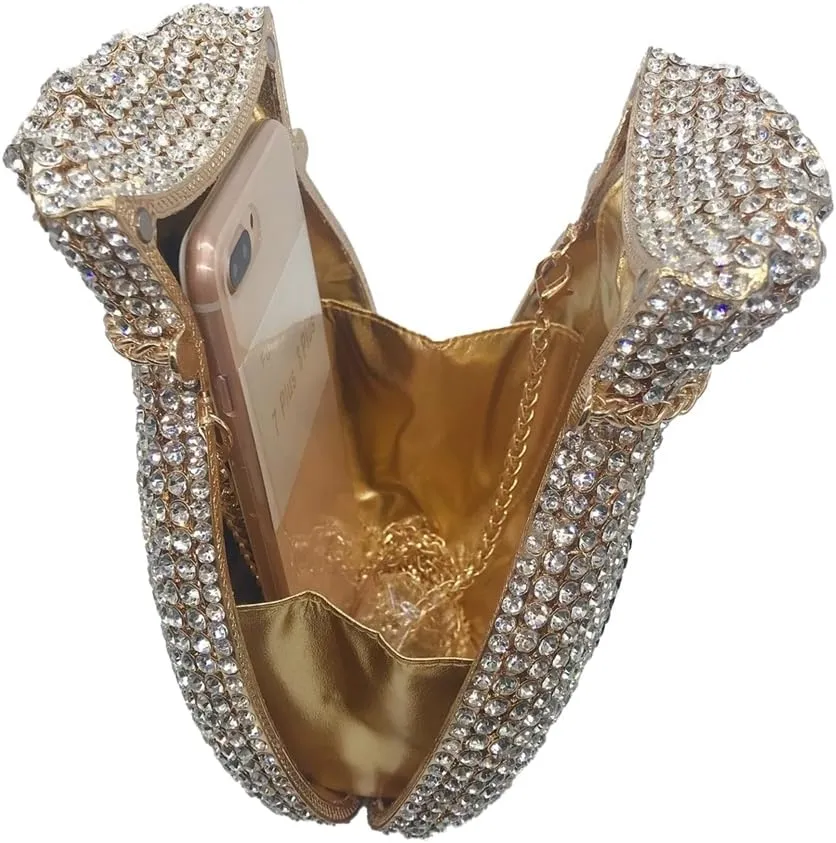 Women Money Pouch Crystal Clutch Purse Glitter Flower Decorated Evening Bag for Banquet Feast New Year Gathering