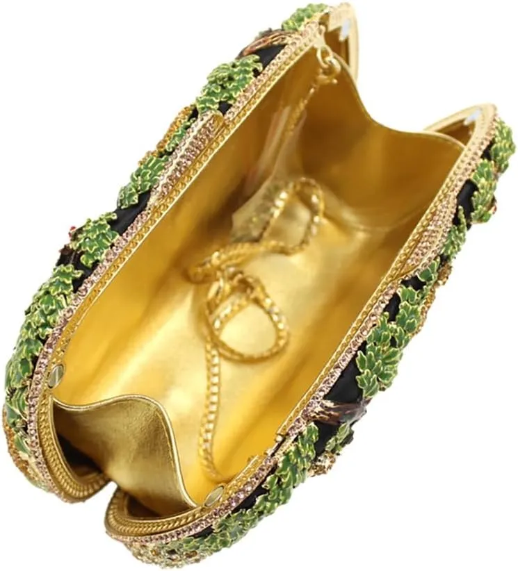 Women Novel Crystal Clutch Purse Enamel Forest Evening Bag Shinny Bright Shoulder Bag for Costume Gala Festival