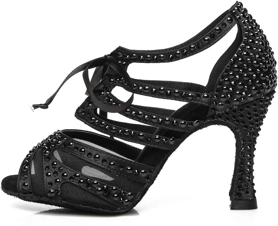Women Rhinestones Ballroom Dance Shoes Wedding Party High Heeled, YC-L433