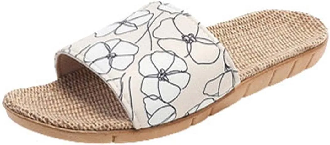 Women Summer Lounge Slide Sandals Casual Flat Loungewear Slipper Slip on Non-Slip Slides Home Indoor Sandal Shoes