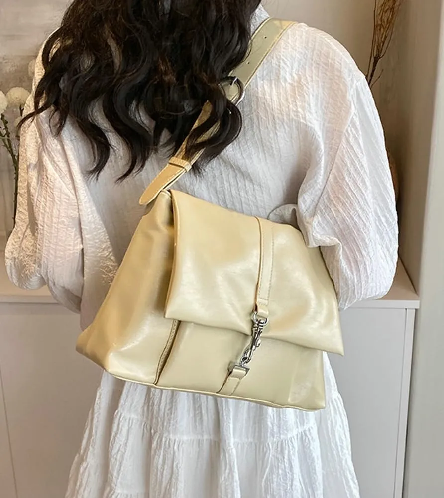 Women Vegan Leather Shoulder Bag Fashion Hobo Bags Crossbody Slouchy Tote Bag Handbag Purse