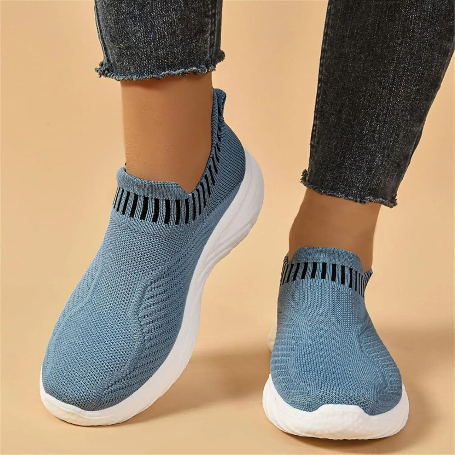 Women Woven Comfy Orthopedic Walking Shoes, 2025 New Women's Breathable Slip On Arch Support Non-Slip Sneakers with Arch Support