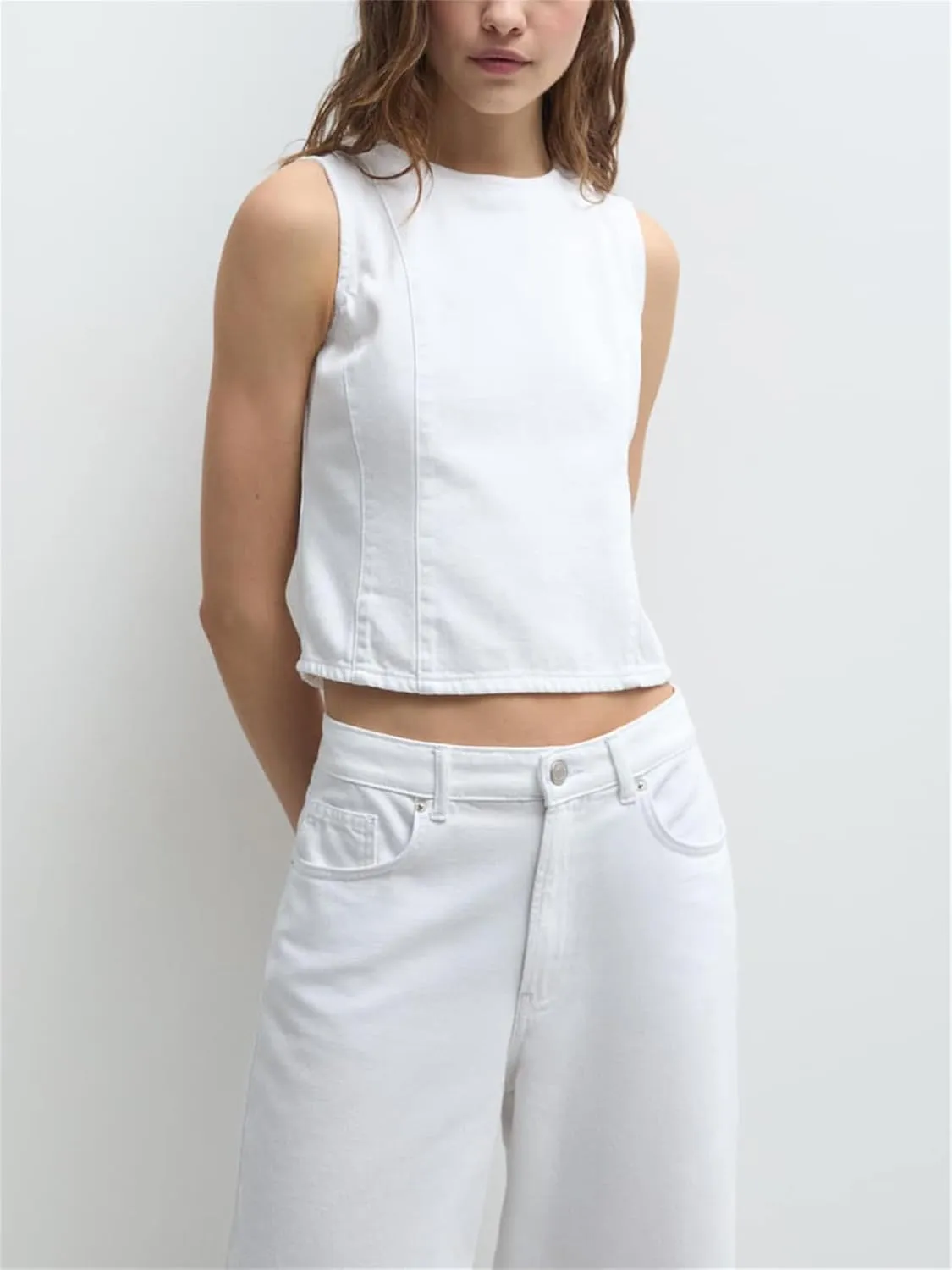 Women Y2k Halter Denim Top Backless Tie Back Button Up Relaxed Fit Jean Vest Sexy Vintage Summer Going Out Tank Top
