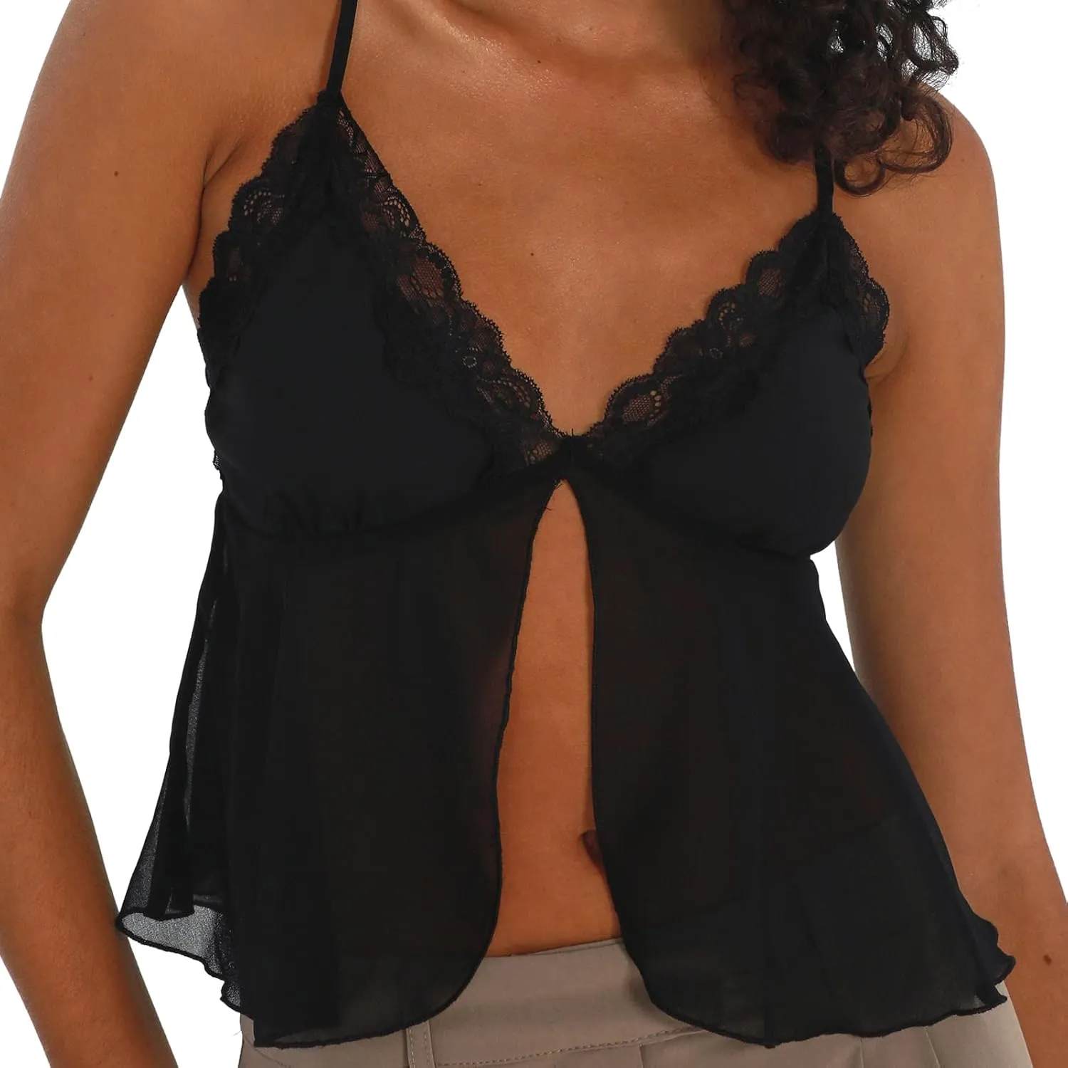 Women Y2K Sexy Tie Front Crop Top Spaghetti Strap Sleeveless Camisole Vest Summer Backless Going Out Cami Tank Tops