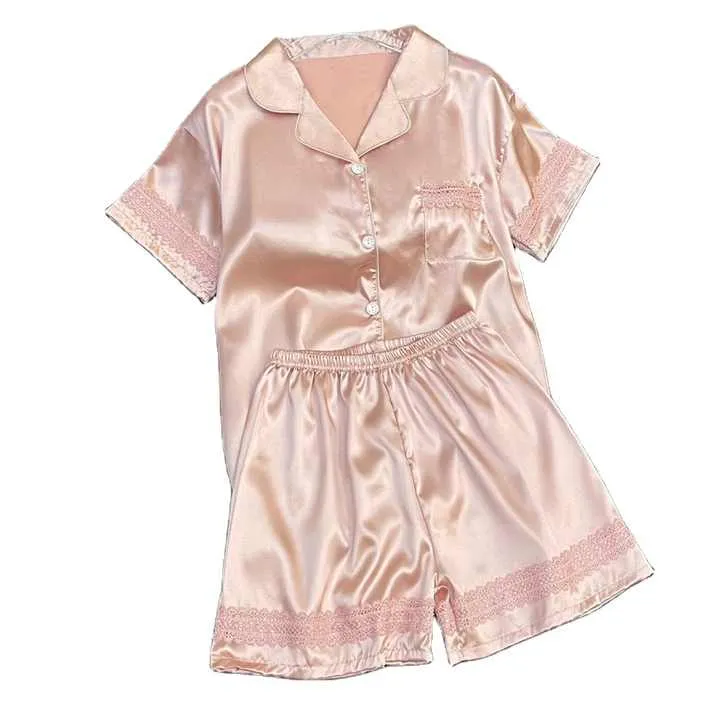 Women's and Girls' Sleepwear Women's 2-Piece Satin Pajamas Set Soft Sleepwear for Womenملابس نوم للسيدات والفتيات ملابس نوم نسائية من قطعتين بيجامة من الساتان مجموعة ملابس نوم ناعمة للنساء