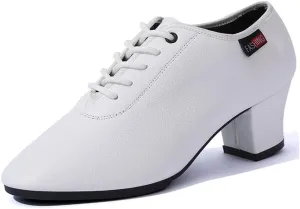 Women's Ballroom Dance Shoes, Low Heels Salsa Tango Practice Dancing Shoes Leather Stage Dance Shoes