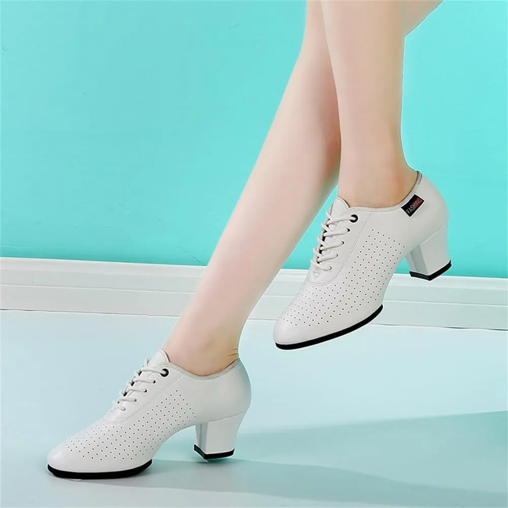 Women's Ballroom Dance Shoes, Low Heels Salsa Tango Practice Dancing Shoes Leather Stage Dance Shoes