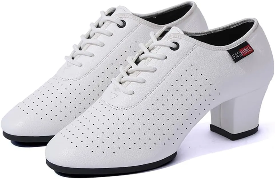 Women's Ballroom Dance Shoes, Low Heels Salsa Tango Practice Dancing Shoes Leather Stage Dance Shoes