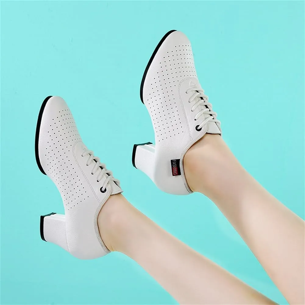 Women's Ballroom Dance Shoes, Low Heels Salsa Tango Practice Dancing Shoes Leather Stage Dance Shoes