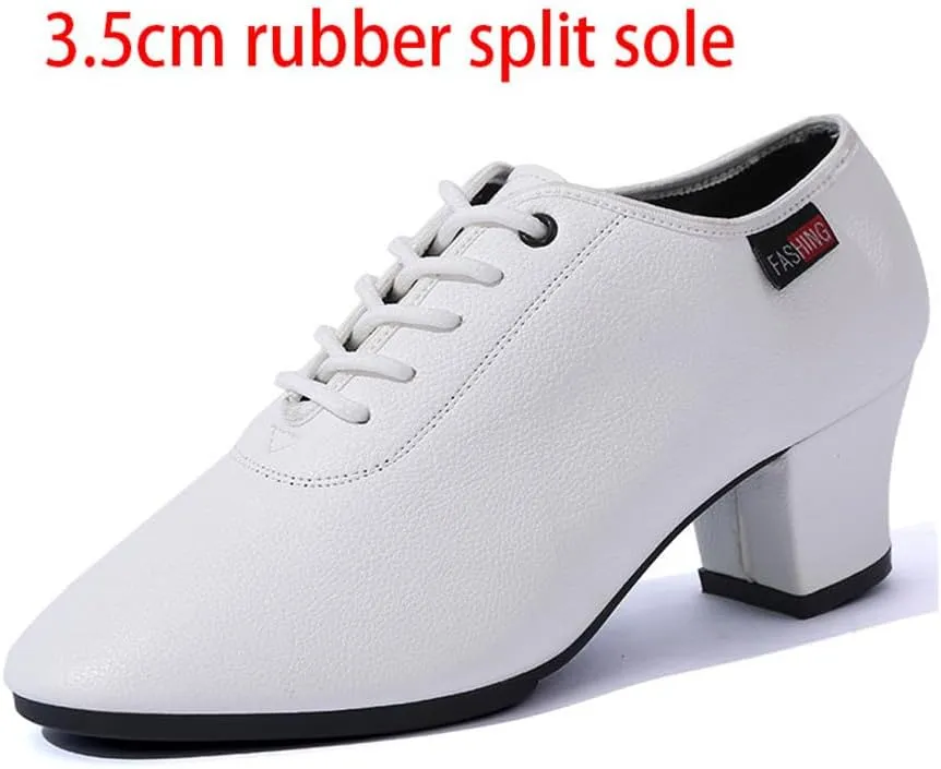 Women's Ballroom Dance Shoes, Low Heels Salsa Tango Practice Dancing Shoes Leather Stage Dance Shoes