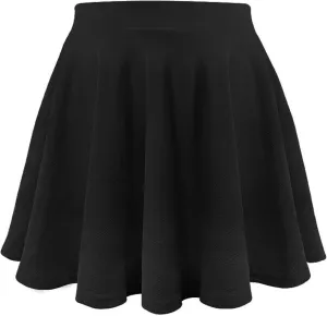 Women's Basic Versatile Stretchy Flared Pleated Mini Short Skater Skirt with Lining Shorts