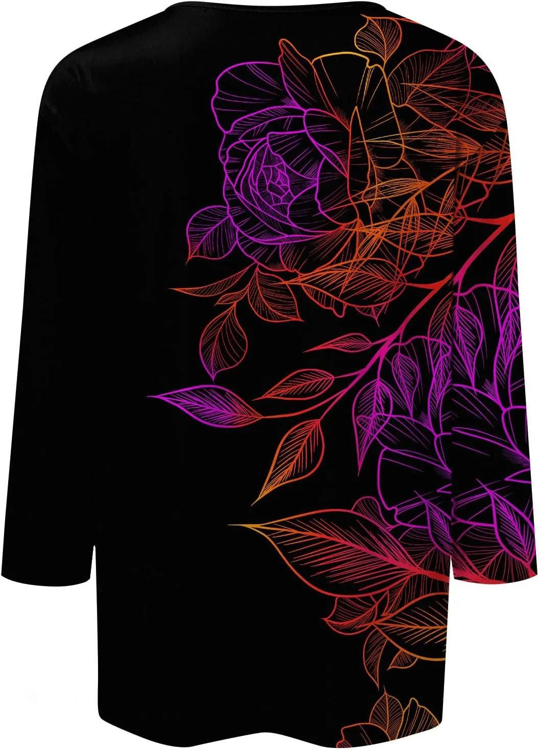 Women's Casual 3/4 Sleeve T-Shirts Round Neck Cute Tunic Tops Soft Y2k Streetwear Lightweight Painting Graphic Tees