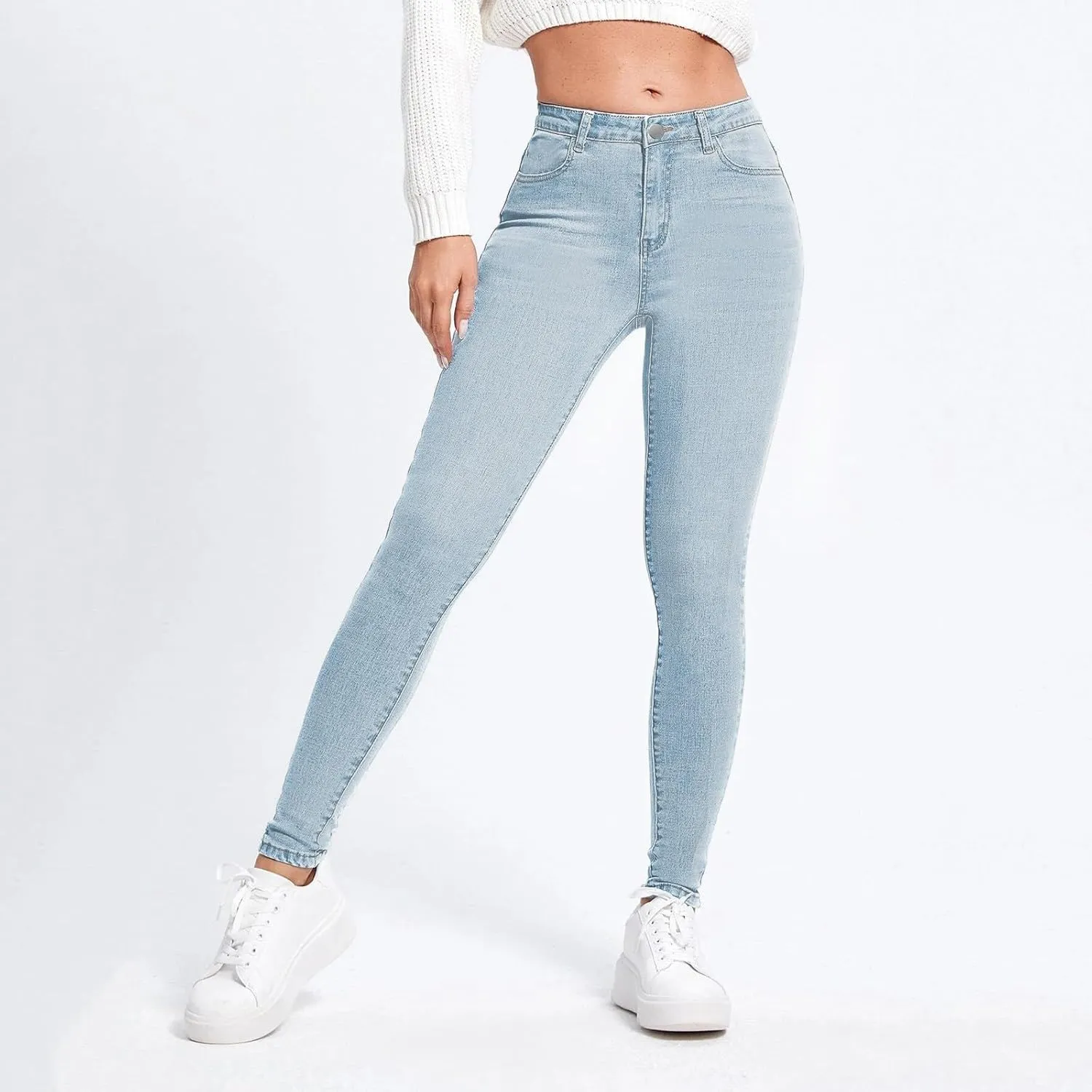 Womens Classic Jeans Casual Slim High Waist Blue Denim Pencil Pants Trousers Size 16 Pants for Women