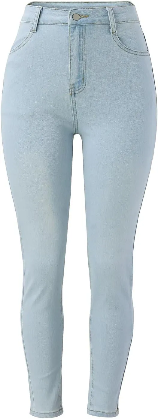 Womens Classic Jeans Casual Slim High Waist Blue Denim Pencil Pants Trousers Size 16 Pants for Women