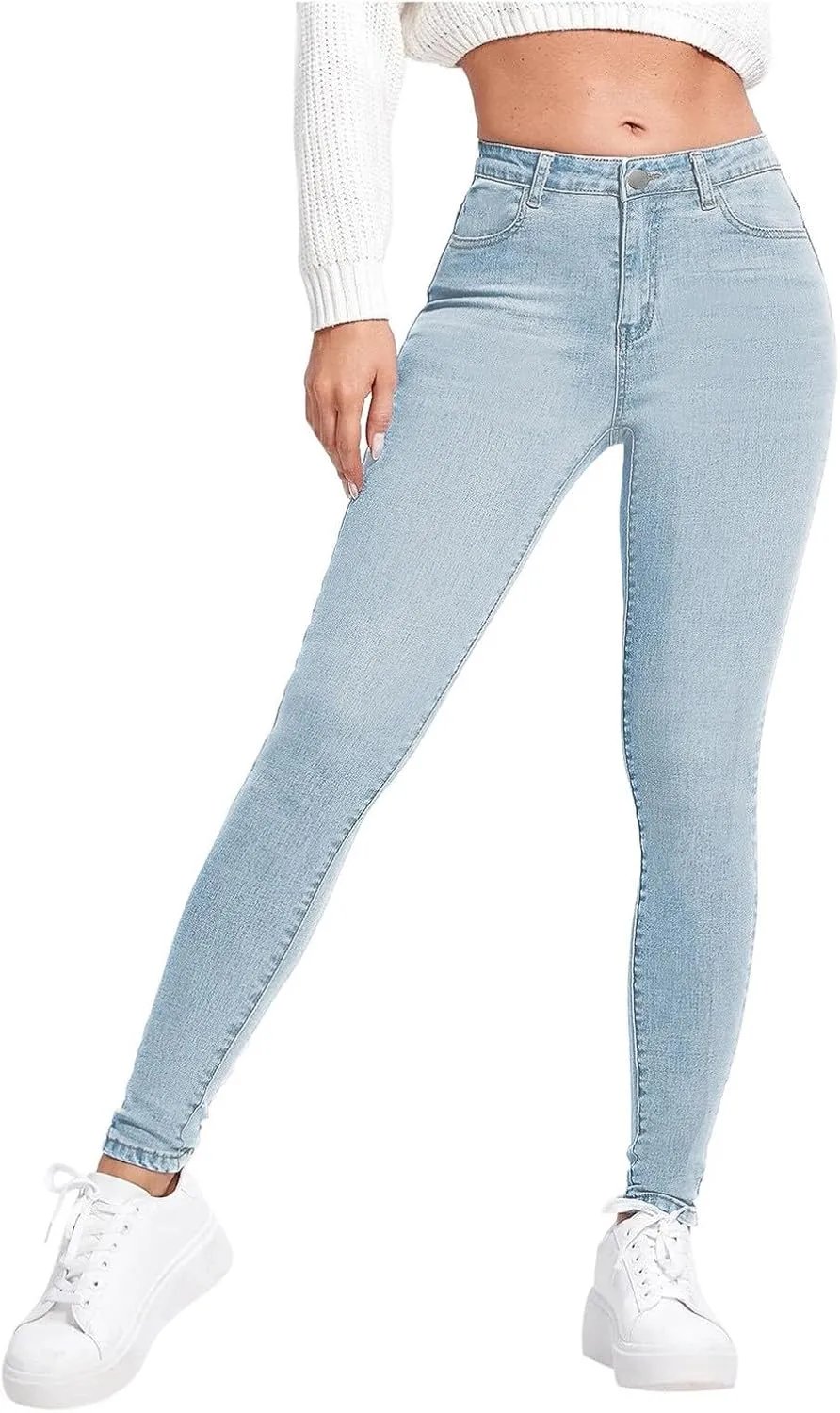 Womens Classic Jeans Casual Slim High Waist Blue Denim Pencil Pants Trousers Size 16 Pants for Women