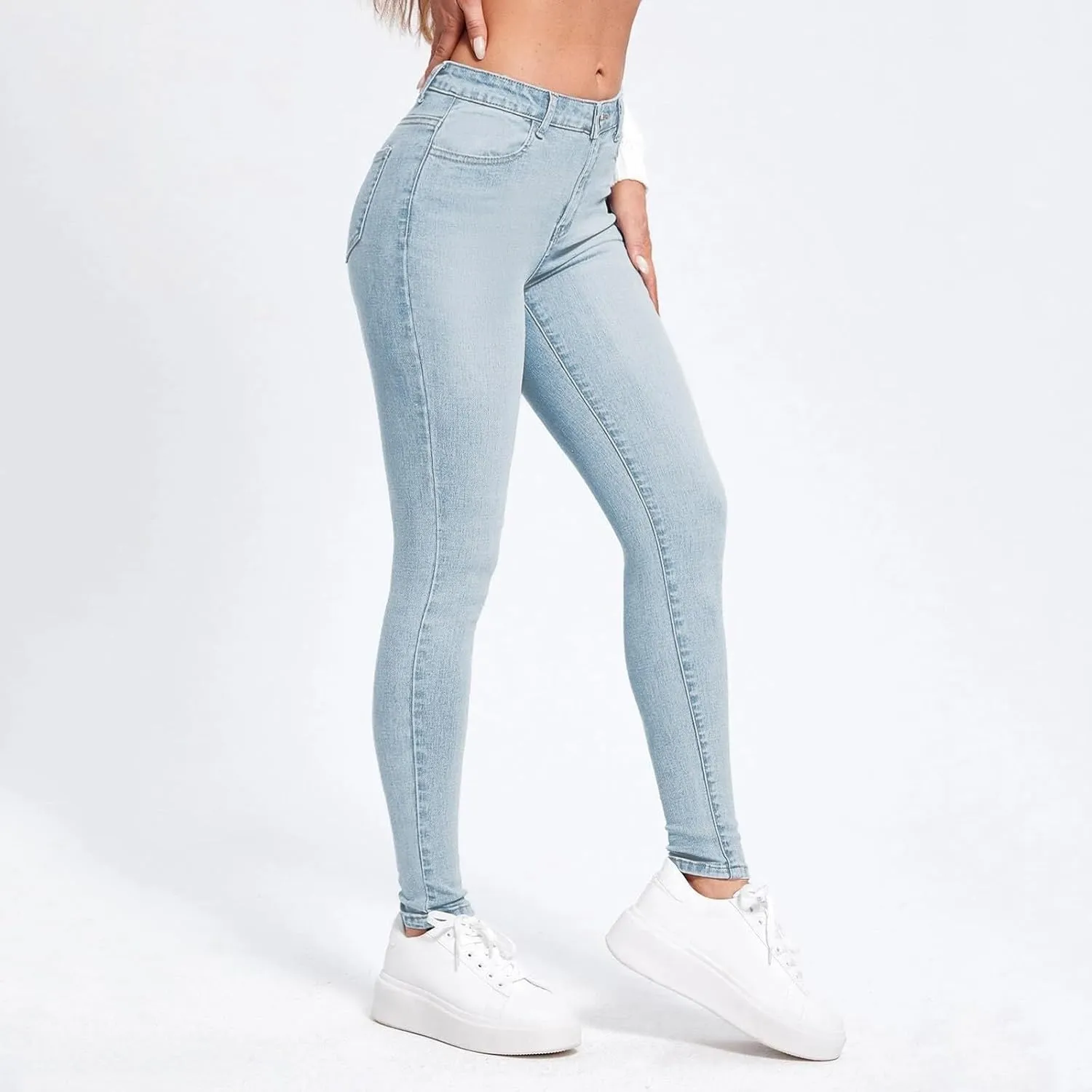 Womens Classic Jeans Casual Slim High Waist Blue Denim Pencil Pants Trousers Size 16 Pants for Women