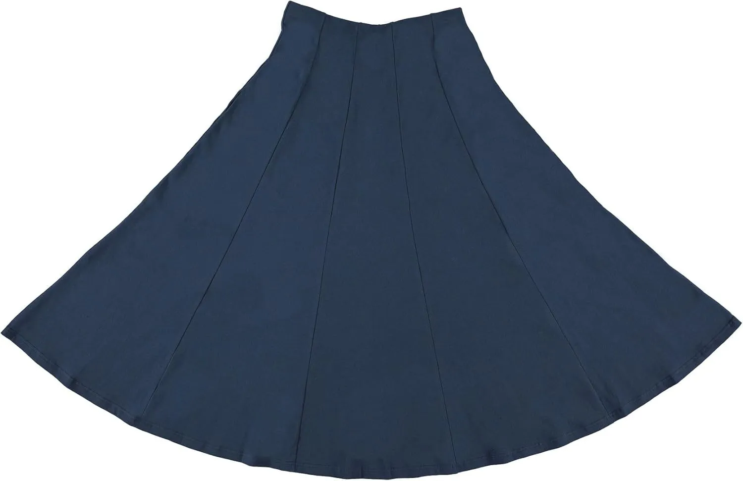Womens Cotton Midi 33 inch Length Panel Skirt- Elastic Waist Office Pleated Skirt