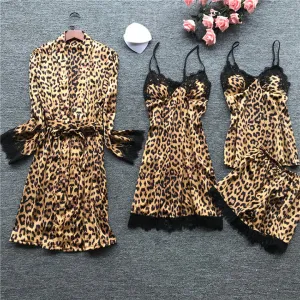 Women's Custom Silk Satin Printed Pajamas Plus Size Summer Nightgown Set XL بيجامات نسائية مخصصة من الحرير الساتان المطبوع مقاس كبير طقم ثوب نوم صيفي طراز XL