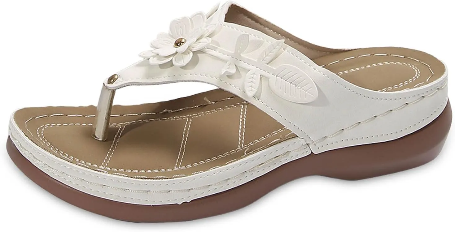 Womens Flip Flops Dressy Orthopedic Sandals Summer Comfortable Sandals Arch Support Wedge Slippers Vacation Shoes