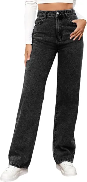 Womens Jeans High Waisted Straight Leg Loose Stretchy Lightweight Tummy Control Trendy Jeans Baggy Casual Denim Pants